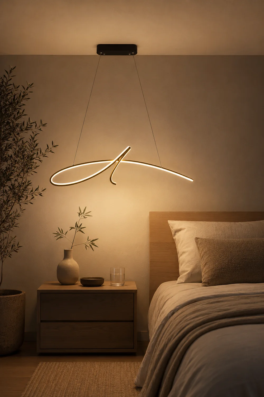 Pendant Light Irregular-curved Modern, Metal, Black/Gold, Restaurant - Lumpaz