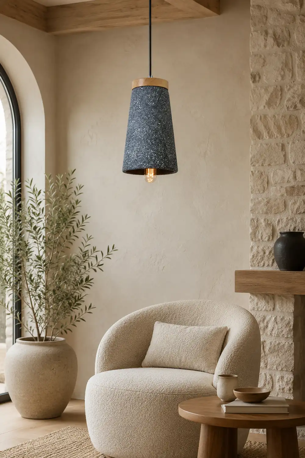 Coburg Wood Cement Pendant Light - Lumpaz