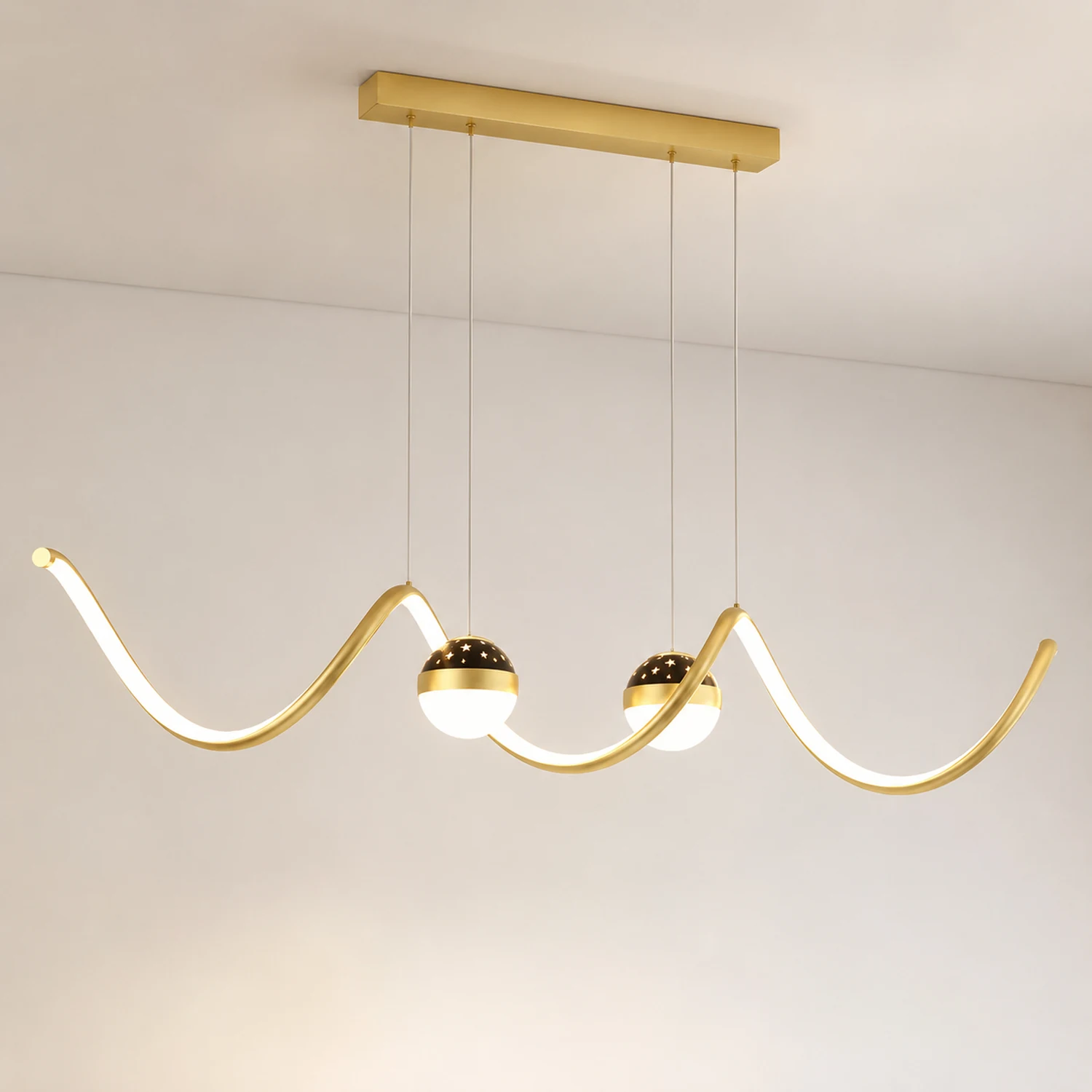Madina Nordic Globe Wavy Metal/Acrylic Pendant Light - Lumpaz