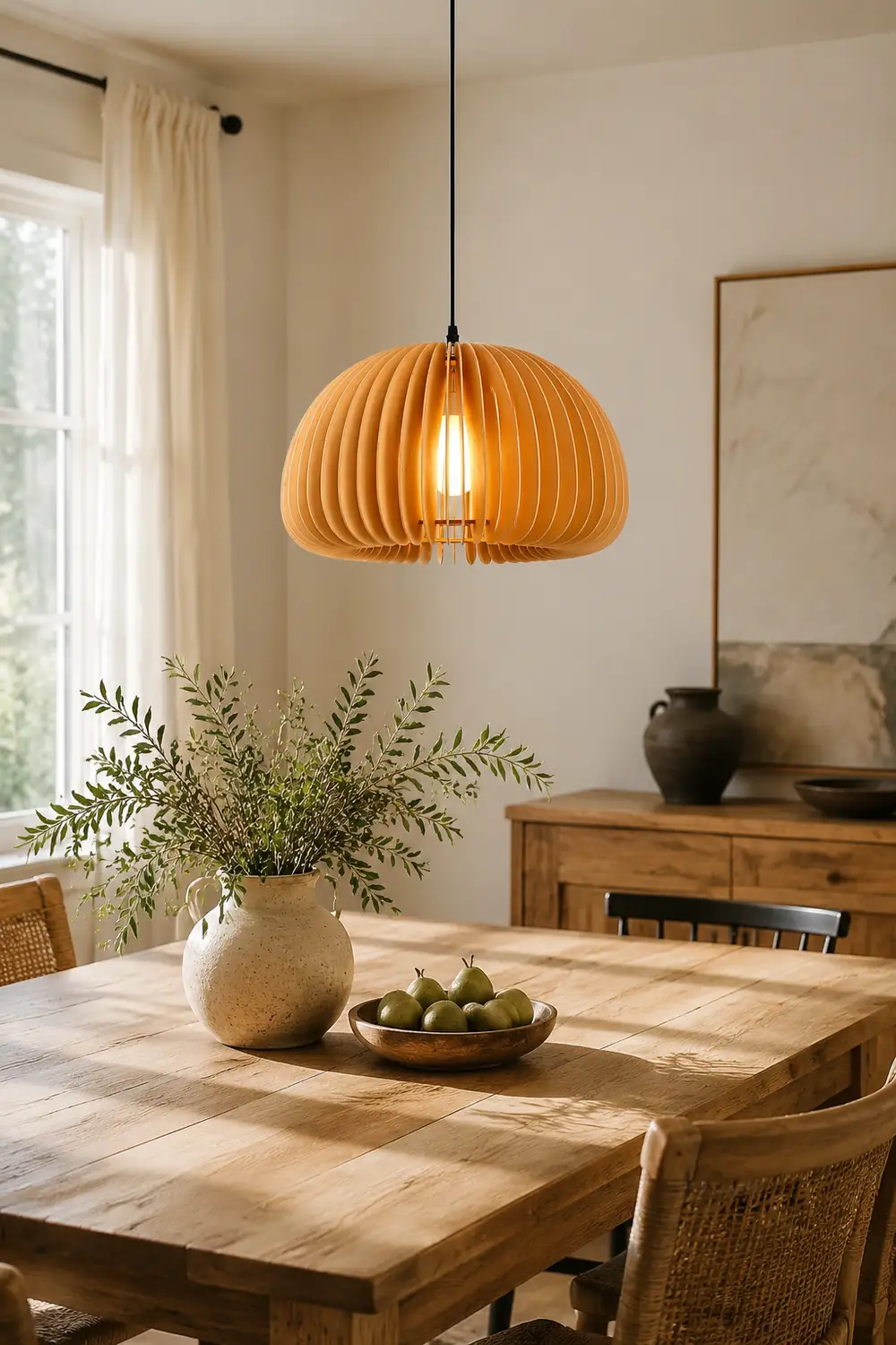 Wooden Pumpkin Pendant Lamp - Lumpaz