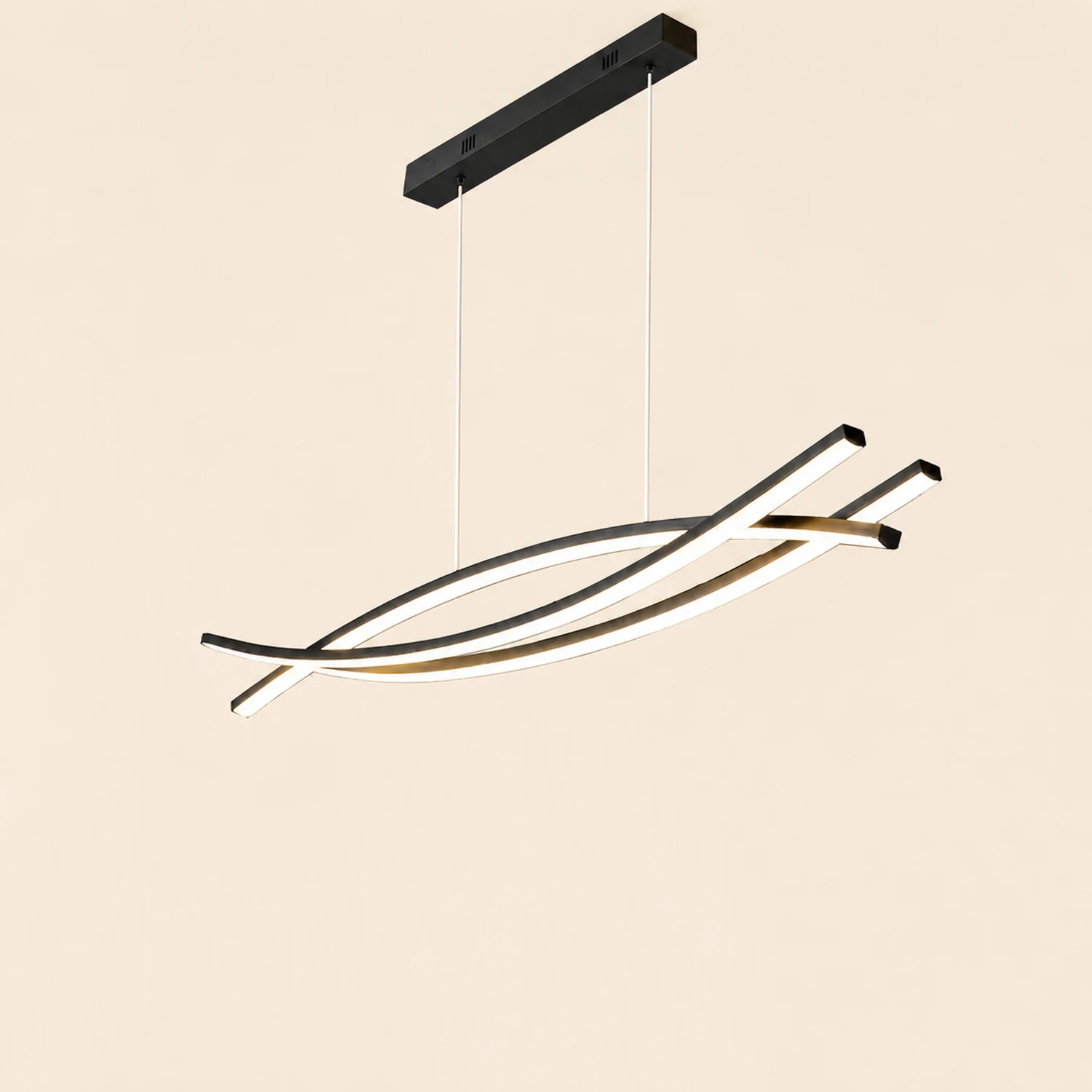Modern Linear Metal Pendant Light, Black - Lumpaz