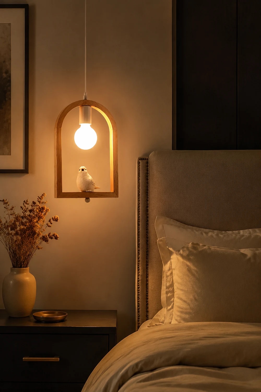 Wood Bird Resin Pendant Light - Lumpaz
