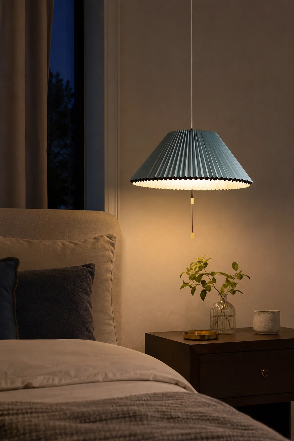 Morandi Modern Verstellbare Stofffalten Pendelleuchte, Braun/Weiß/Blau - Lumpaz