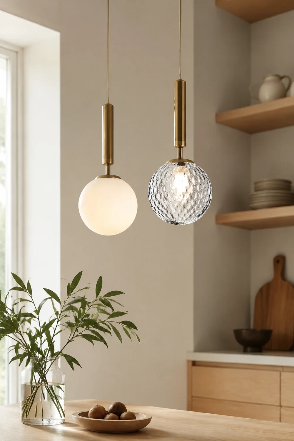 Valentina Modern Glass Ball Pendant Light, White/Clear - Lumpaz