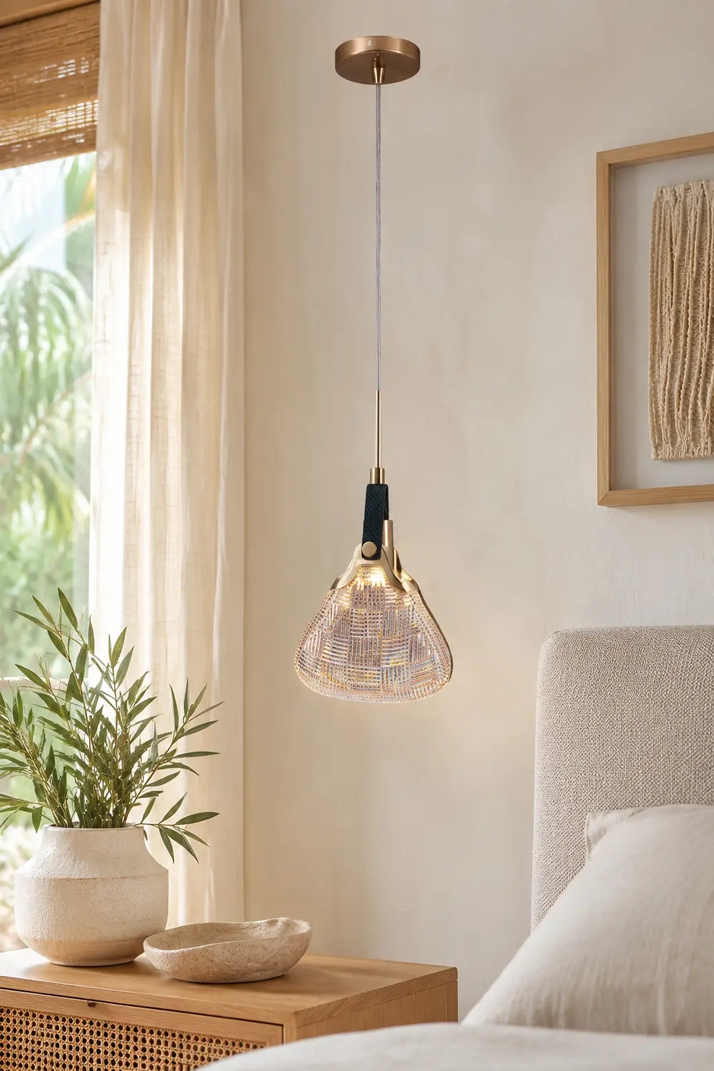 Hailie Postmodern Elegant Gold/Black Bedroom Pendant Light - Lumpaz