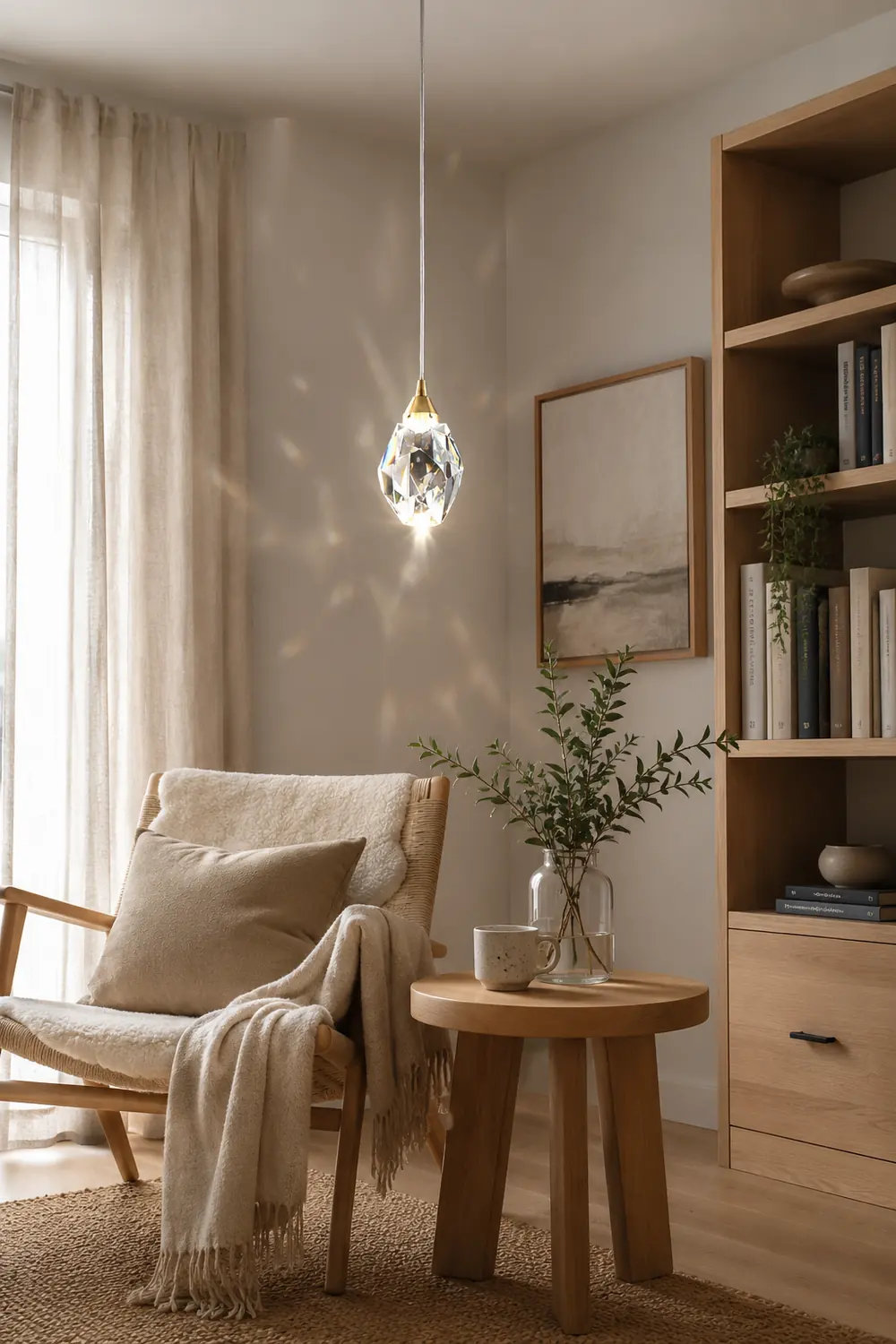 Kristy Moonshadow Crystal Pendant Light, Gold, Bedroom/Dining Room - Lumpaz