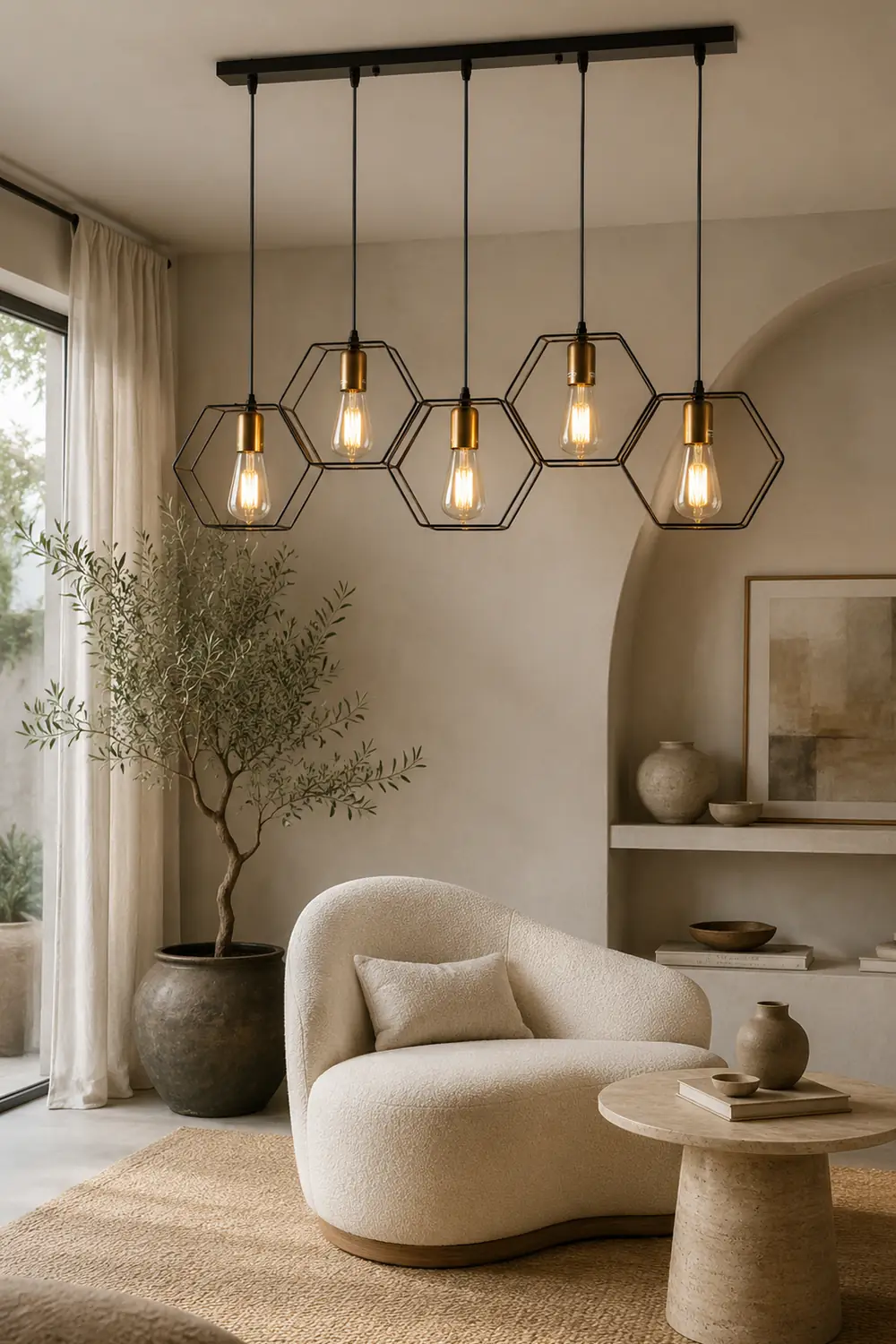 Bouvet Rustic Farmhouse 3/5 Light Pendant, Black - Lumpaz
