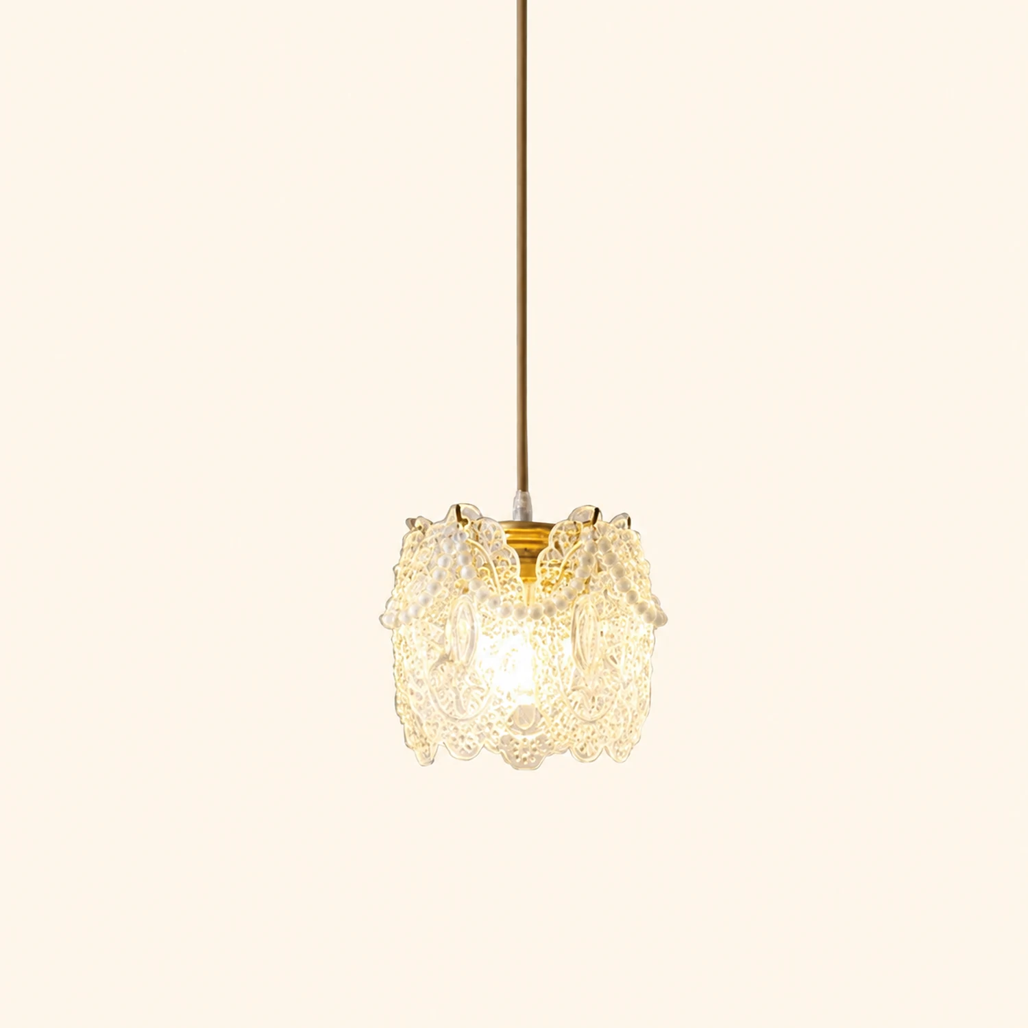 Kirsten French Lacey Flower Metal/Acrylic Pendant Light, White - Lumpaz