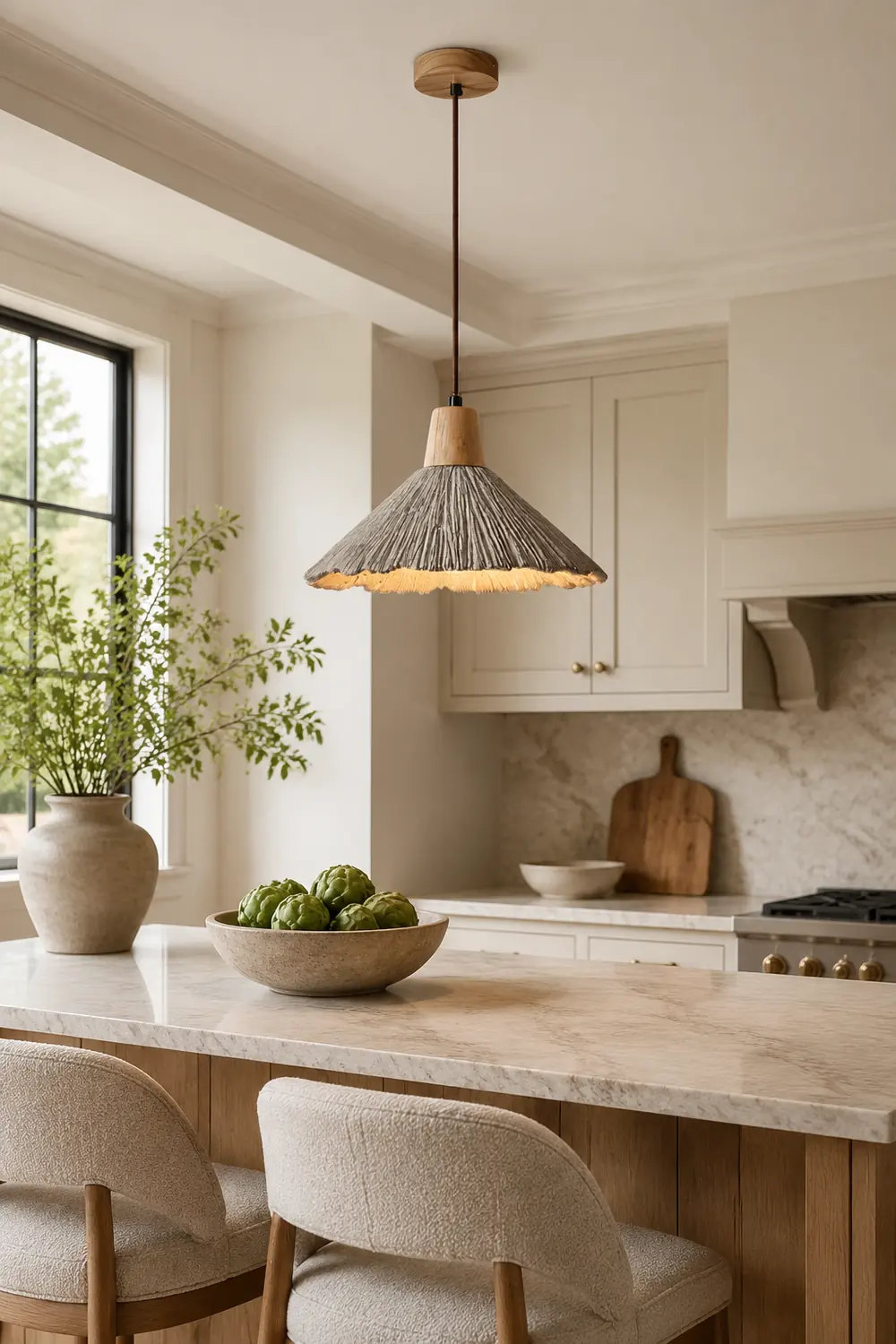 Concrete Pleated Pendant Lamp - Lumpaz