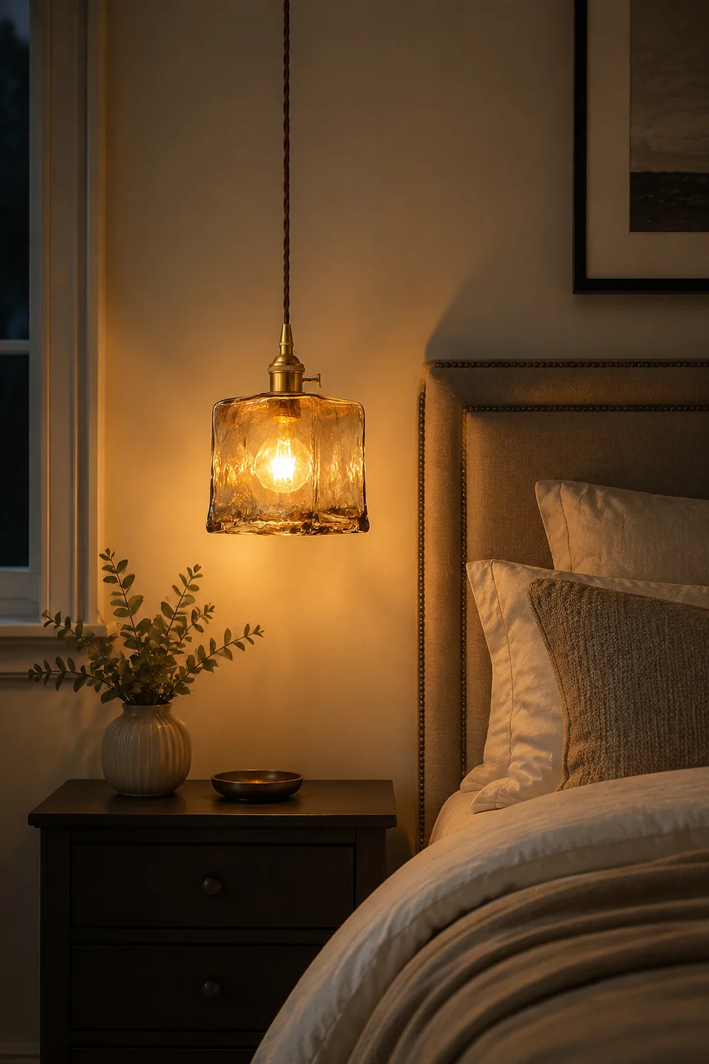 Vintage Brown Glass Pendant Light - Lumpaz