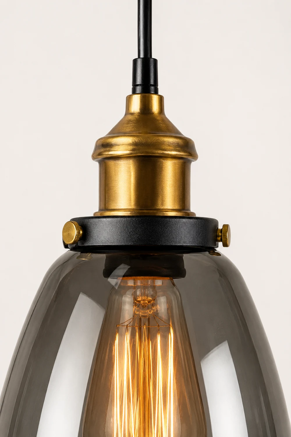 Levy Industrial Metal/Glass Pendant Light Clear/Amber/Smoke Gray Dining Room - Lumpaz