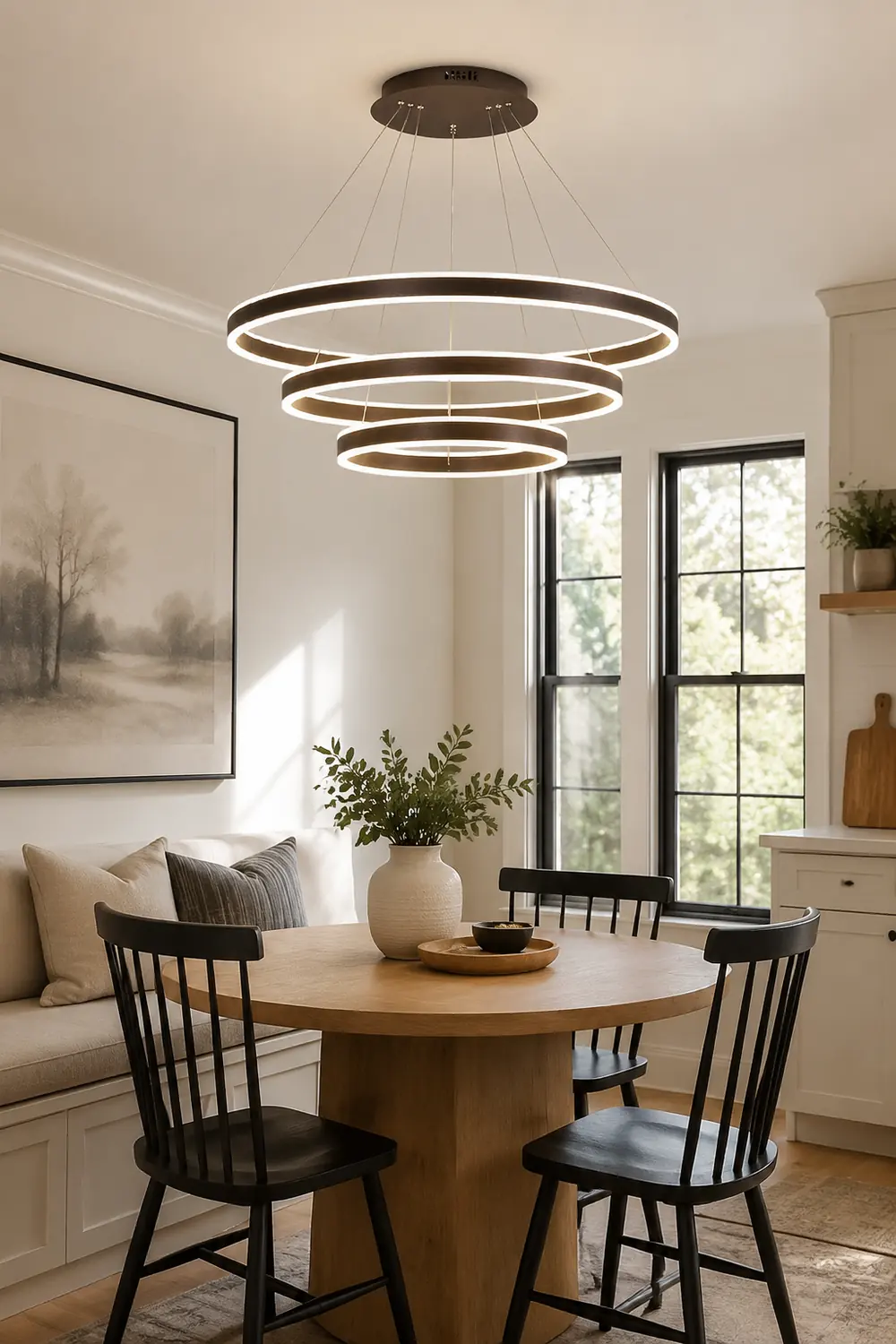 Arisha Moderne Minimaliste Coffee LED Pendant Light, 3 Ring - Lumpaz