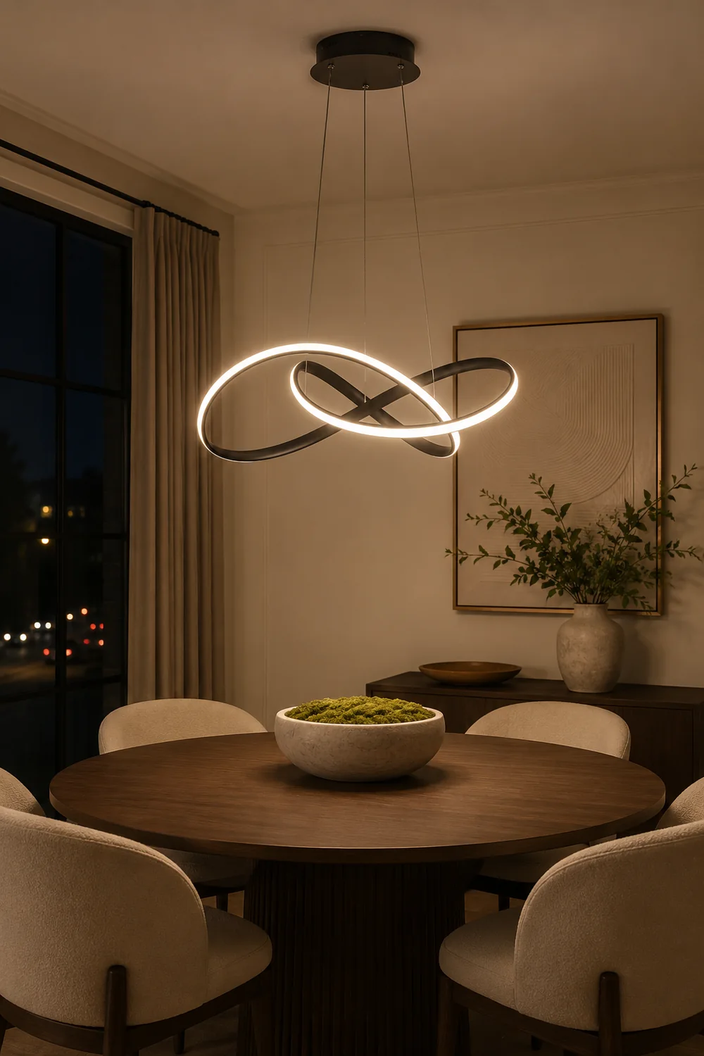 Pendant Light linear Modern, Acrylic/Metal, Black/White, Dining Room - Lumpaz