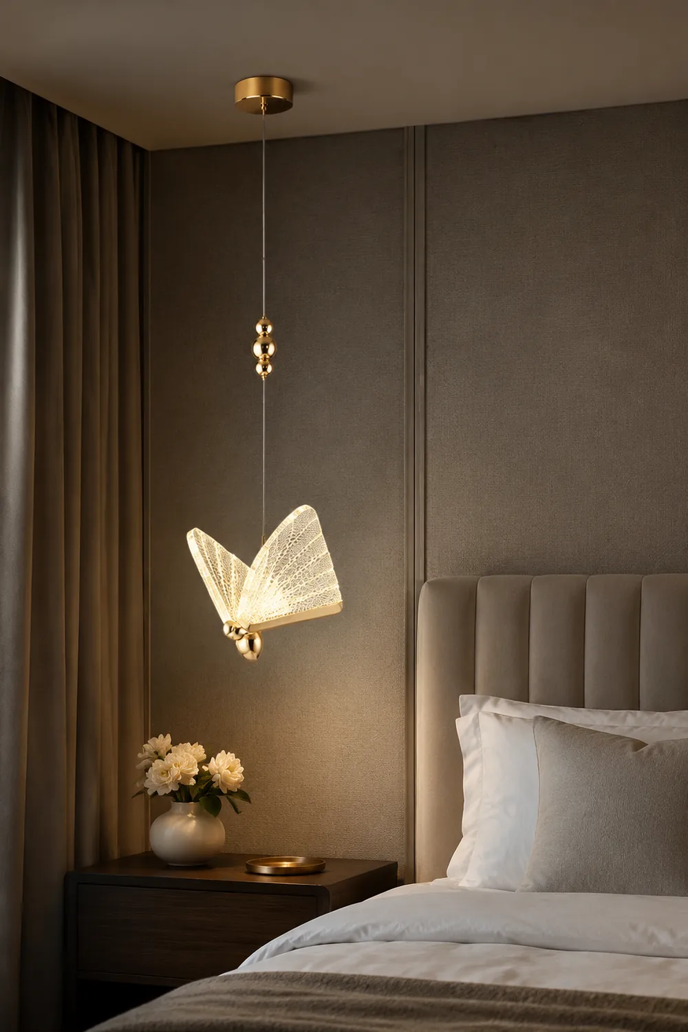 Kady Art Deco Butterfly Pendant Light, Crystal & Metal, 2 Color - Lumpaz