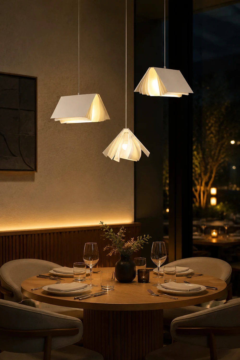 Sienna Artistic Book Shape Fabric Pendant Light, White/Gray - Lumpaz
