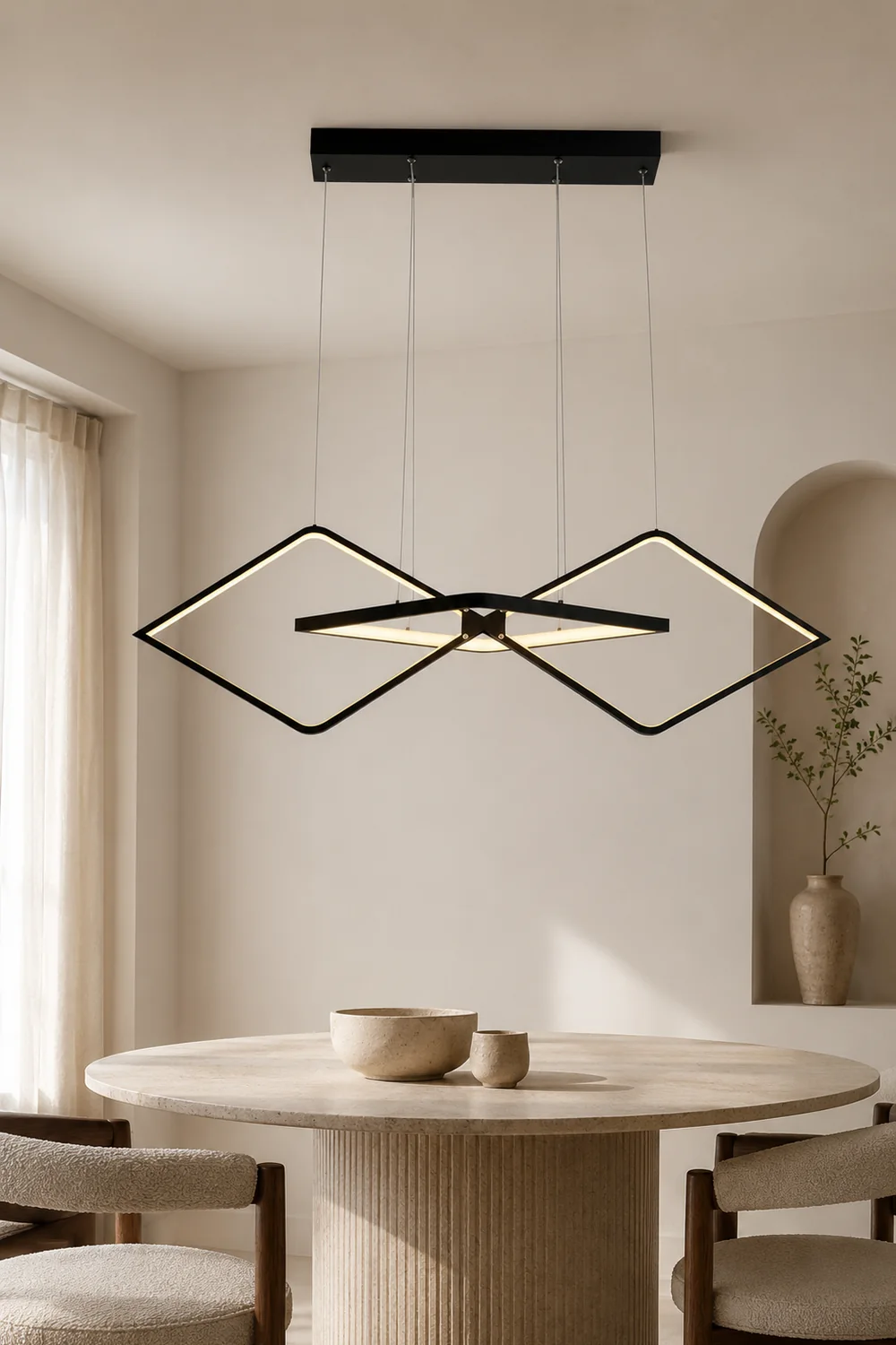 Bouvet Minimalist Geometric Metal Pendant Light, Black/Gold - Lumpaz