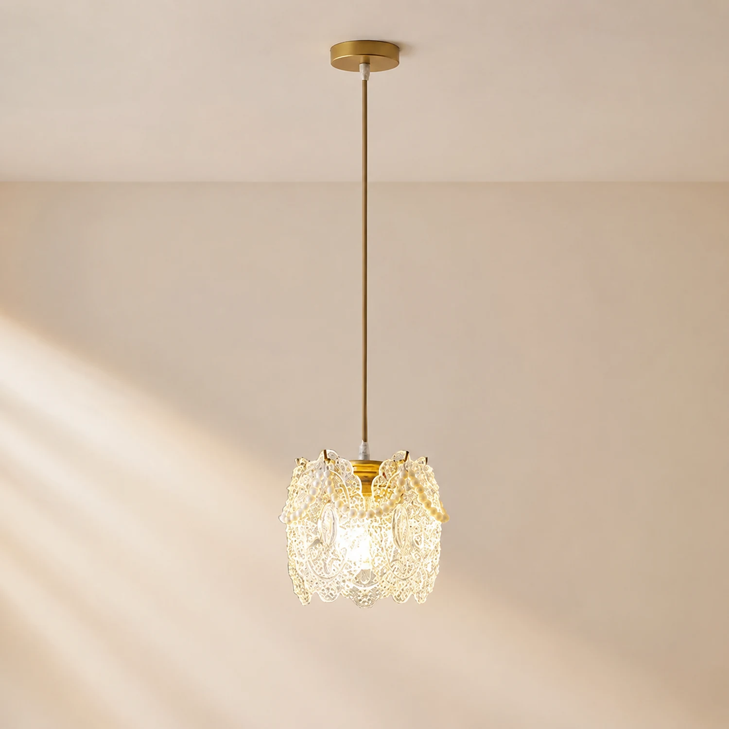Kirsten French Lacey Flower Metal/Acrylic Pendant Light, White - Lumpaz