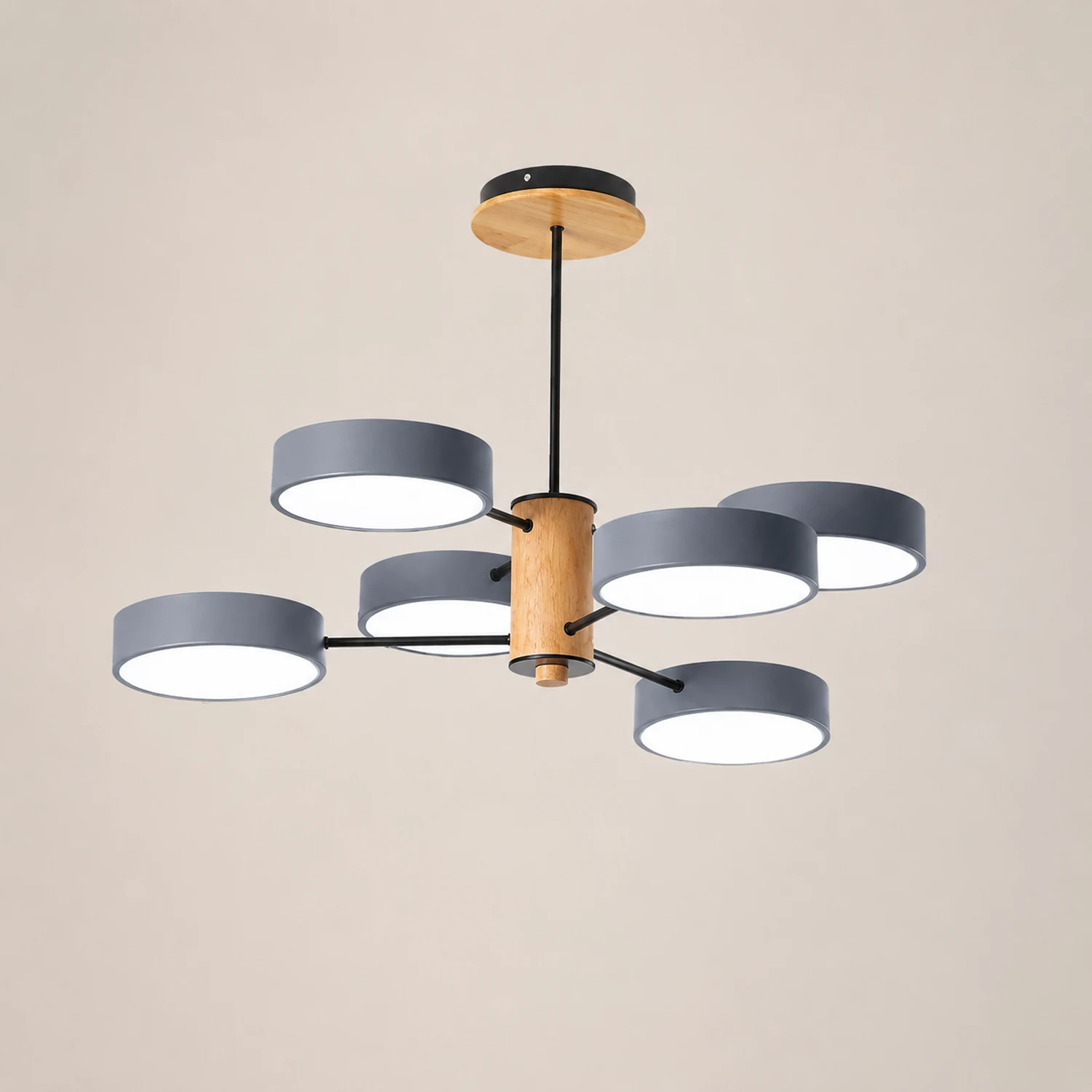 Sienna Art Deco Pendant Light, White/Green/Gray, Metal/Wood - Lumpaz