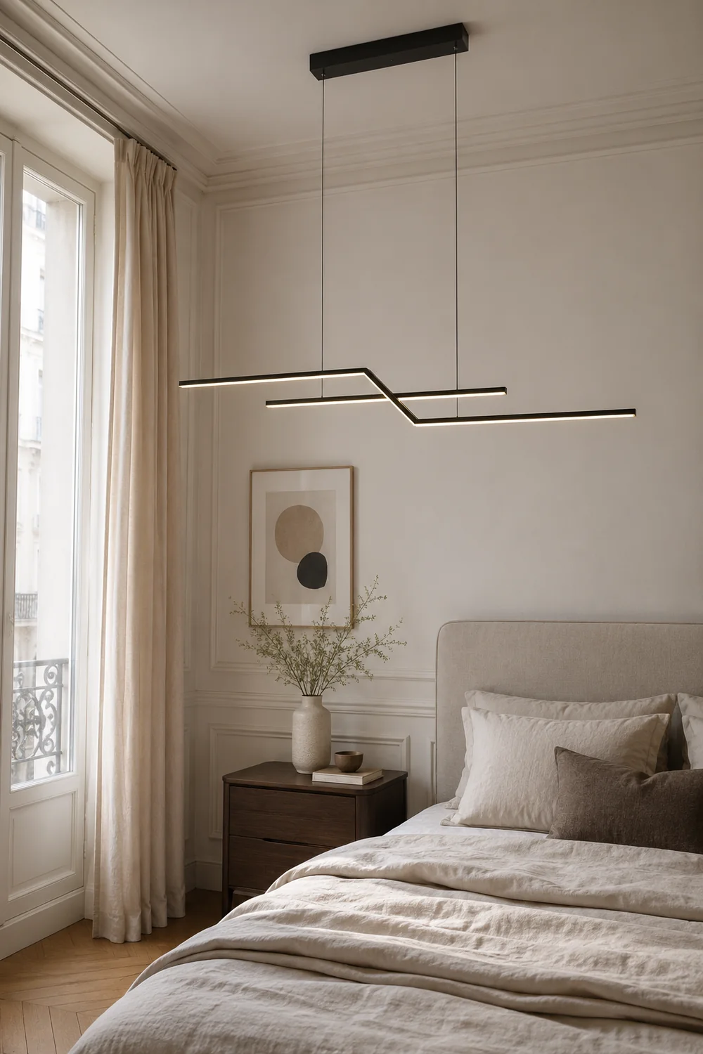 Parallel Fold Linear Pendant Light, Black/Gold, Living Room - Lumpaz