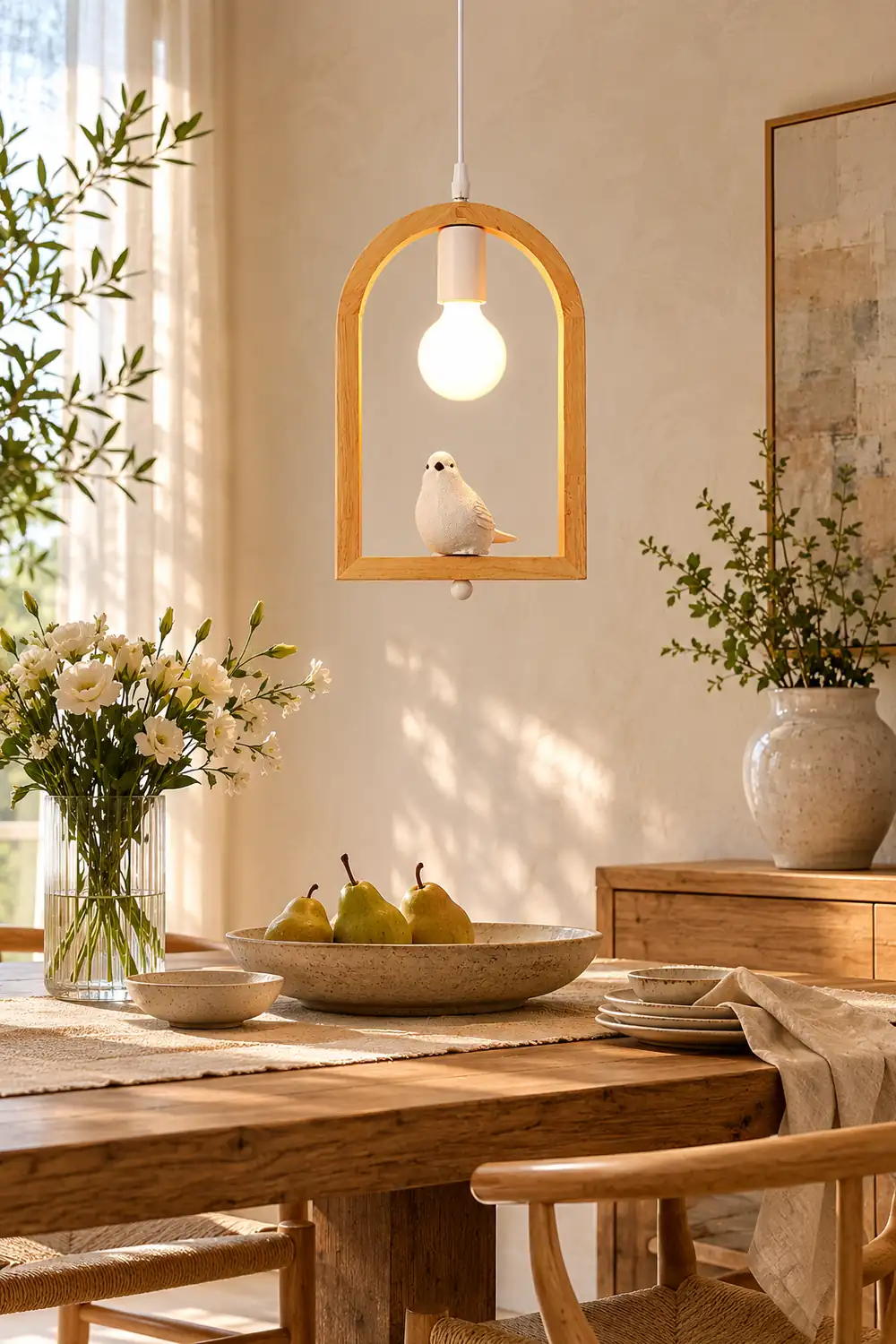Wood Bird Resin Pendant Light - Lumpaz
