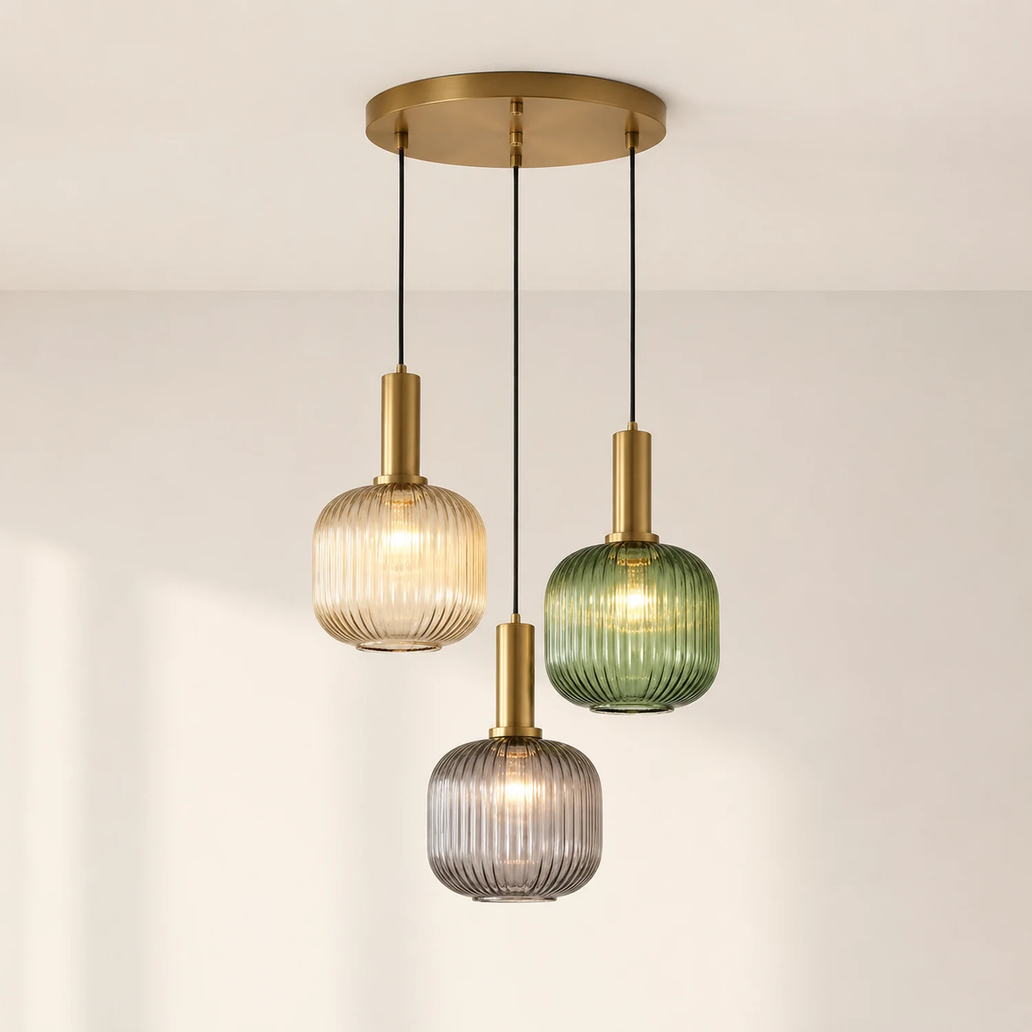 Hailie Pendant Light Crystal, Moru Glass, Cognac/Green/Gray, Kitchen Island - Lumpaz