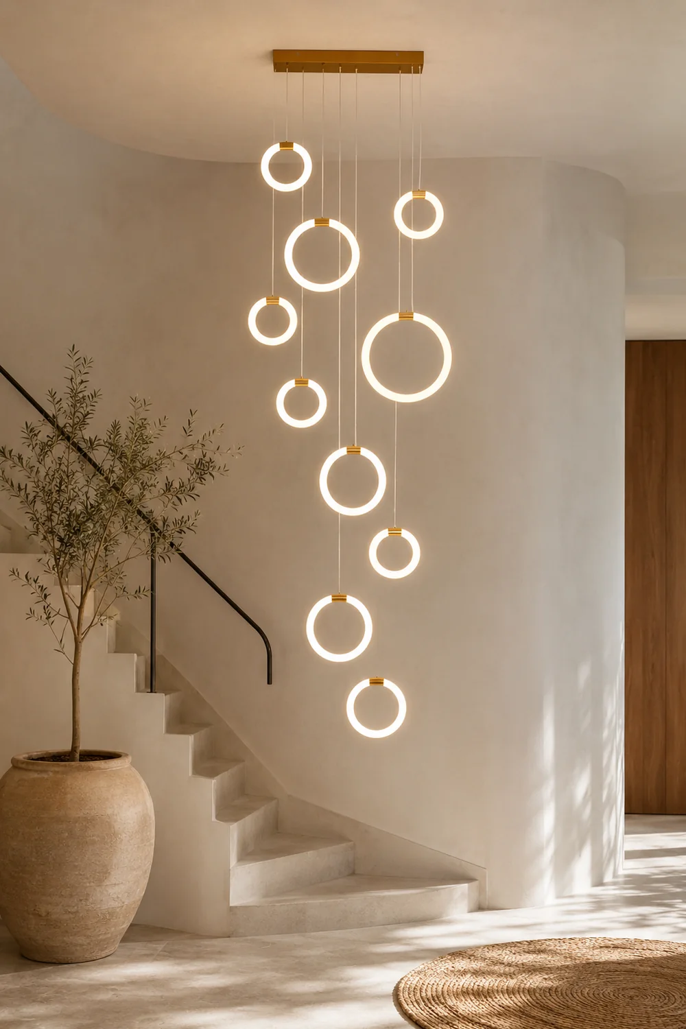 Jibril Minimalist Staircase Ring Metal Pendant Light - Lumpaz