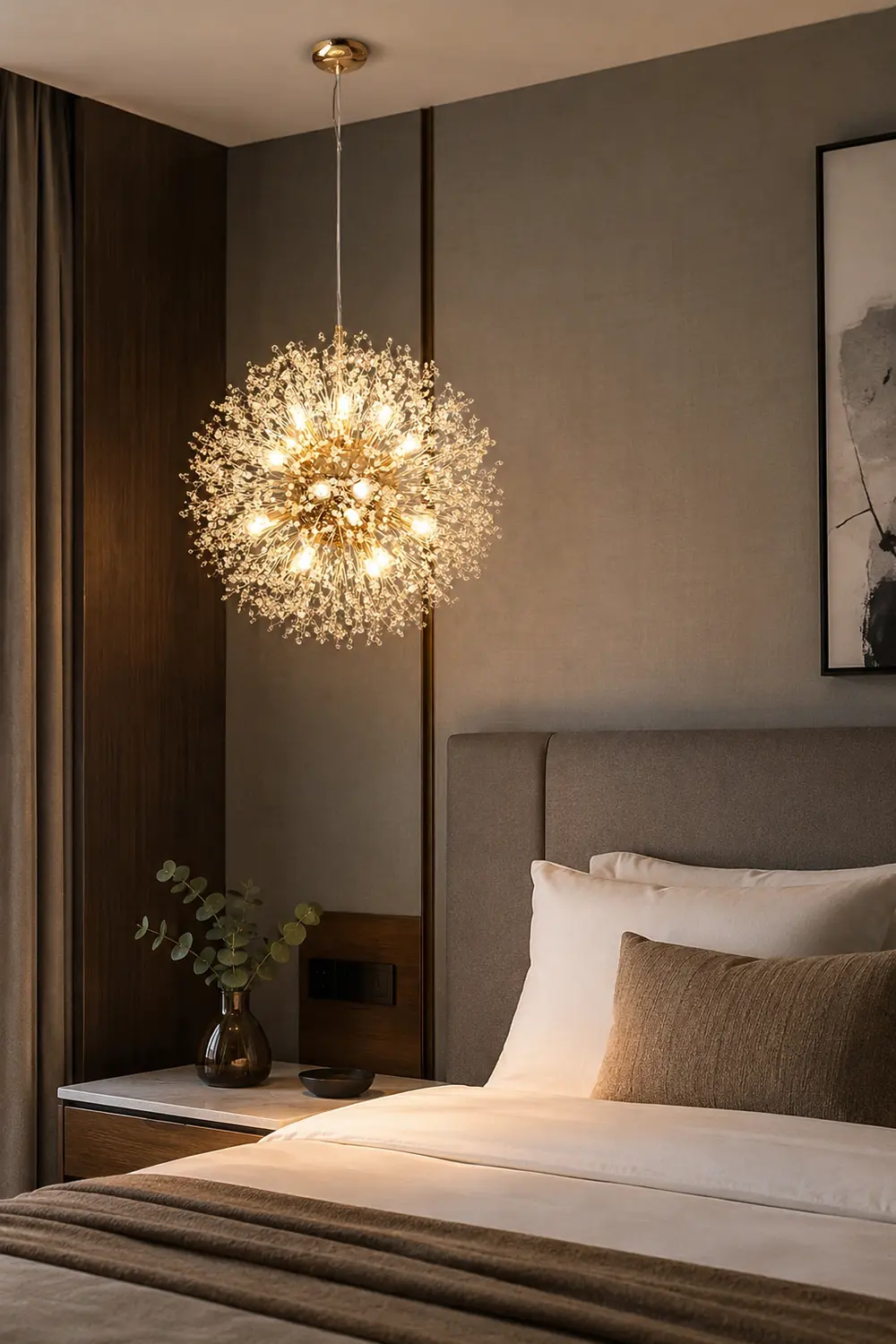 Lili Elegant Dandelion Metal/Acrylic Pendant Light, Gold/Chorme - Lumpaz
