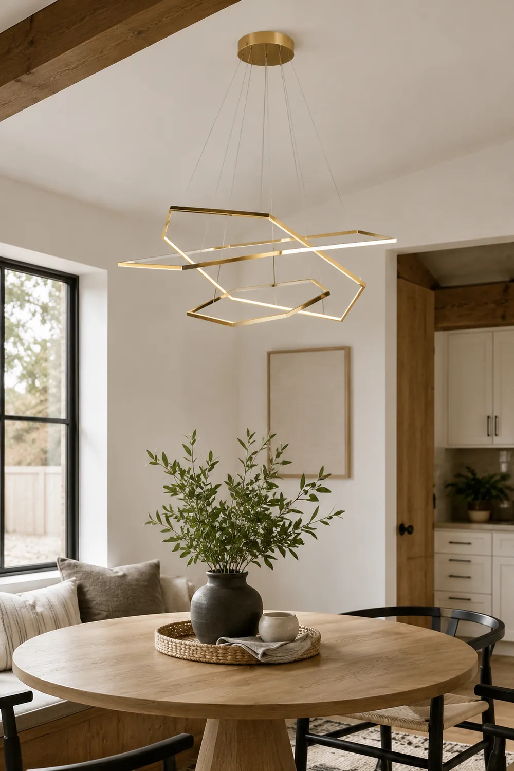 Edge Minimalist Geomatic Metal Pendant Light, Gold, DIY - Lumpaz