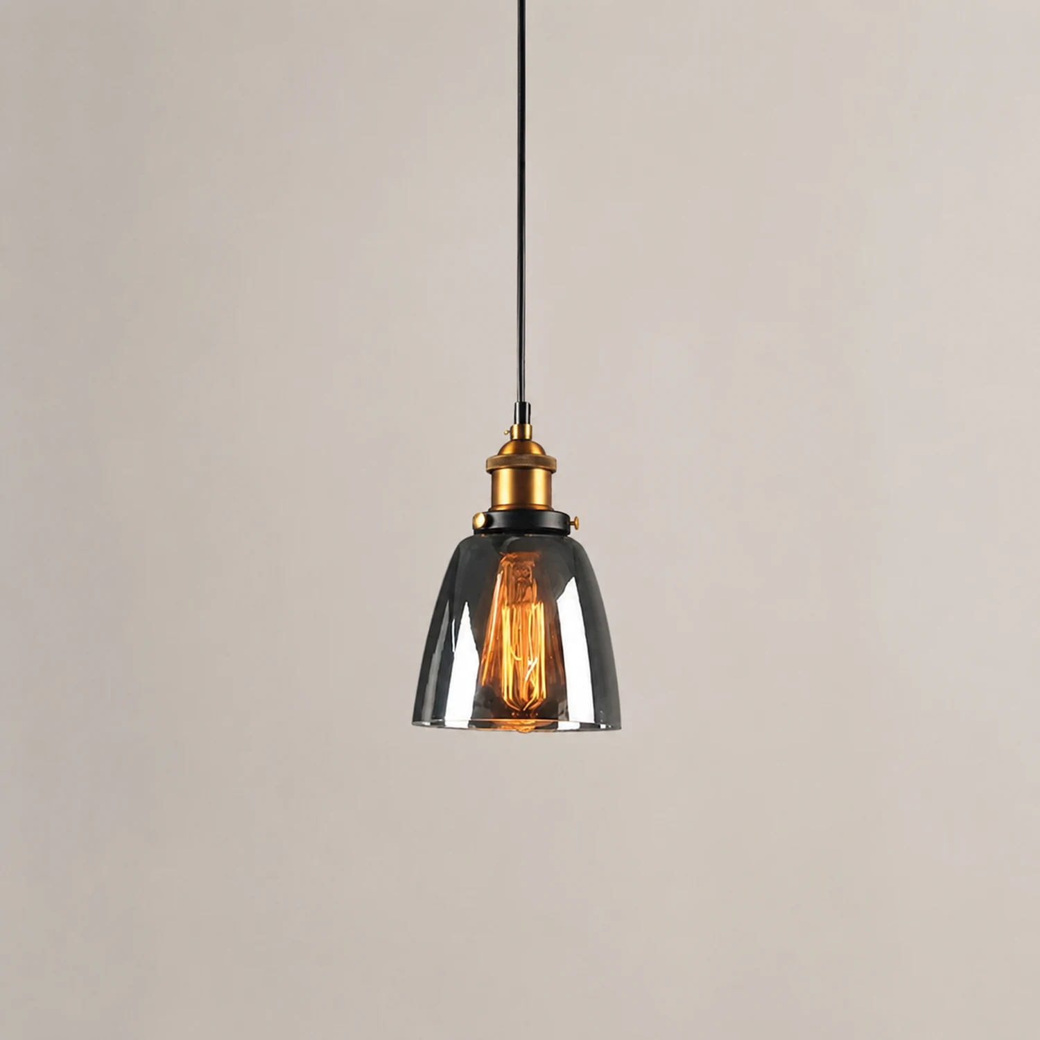 Levy Industrial Metal/Glass Pendant Light Clear/Amber/Smoke Gray Dining Room - Lumpaz