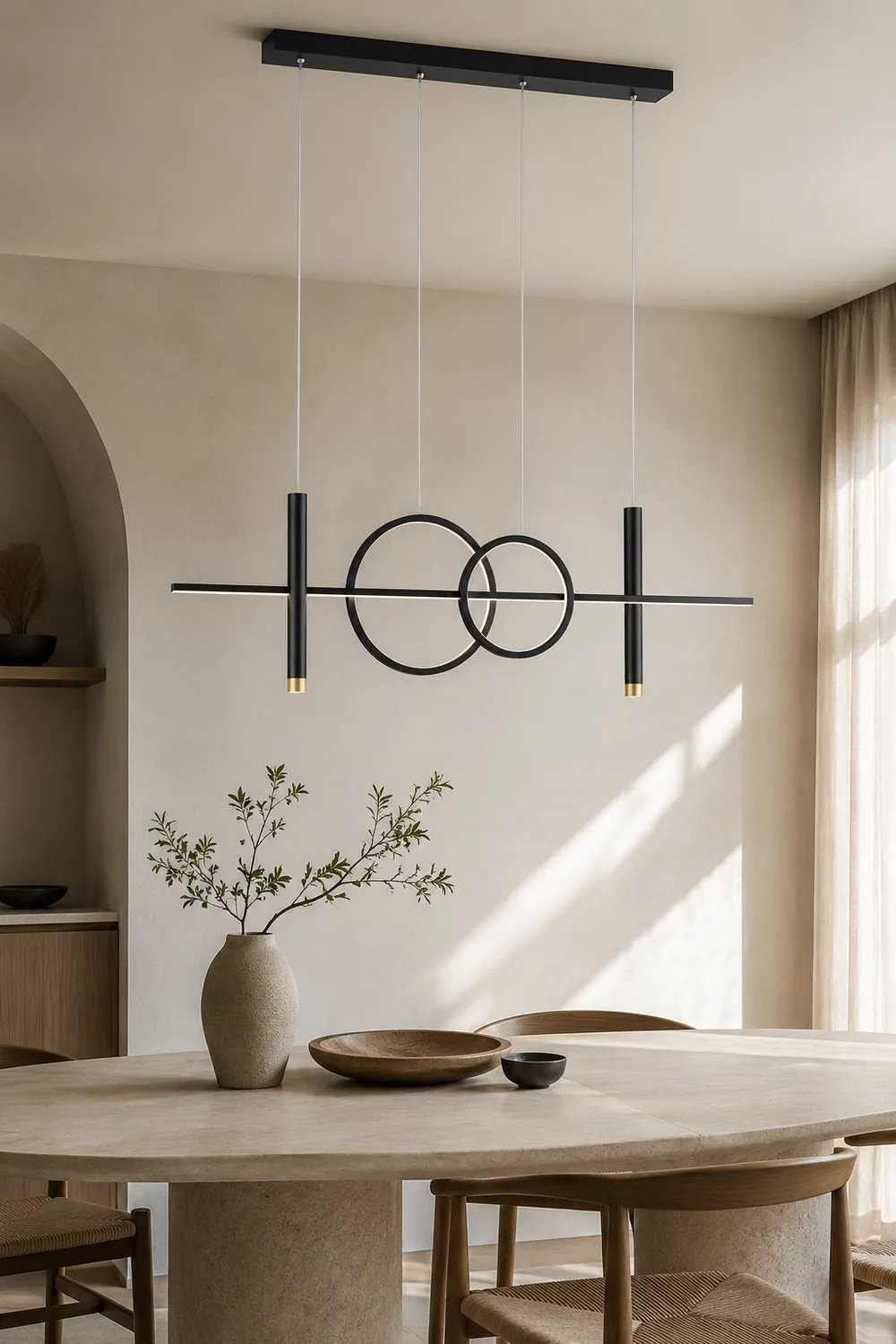 Madina Scandinavian Metal Pendant Light, Black/Gold - Lumpaz