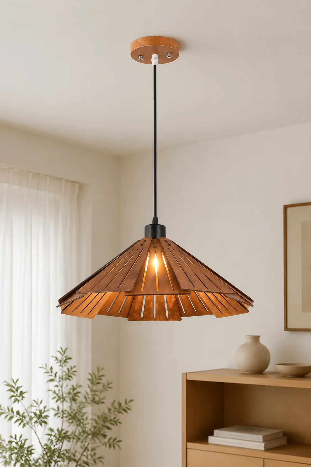 Samuels Retro Pendant Light, Metal & Wood - Lumpaz