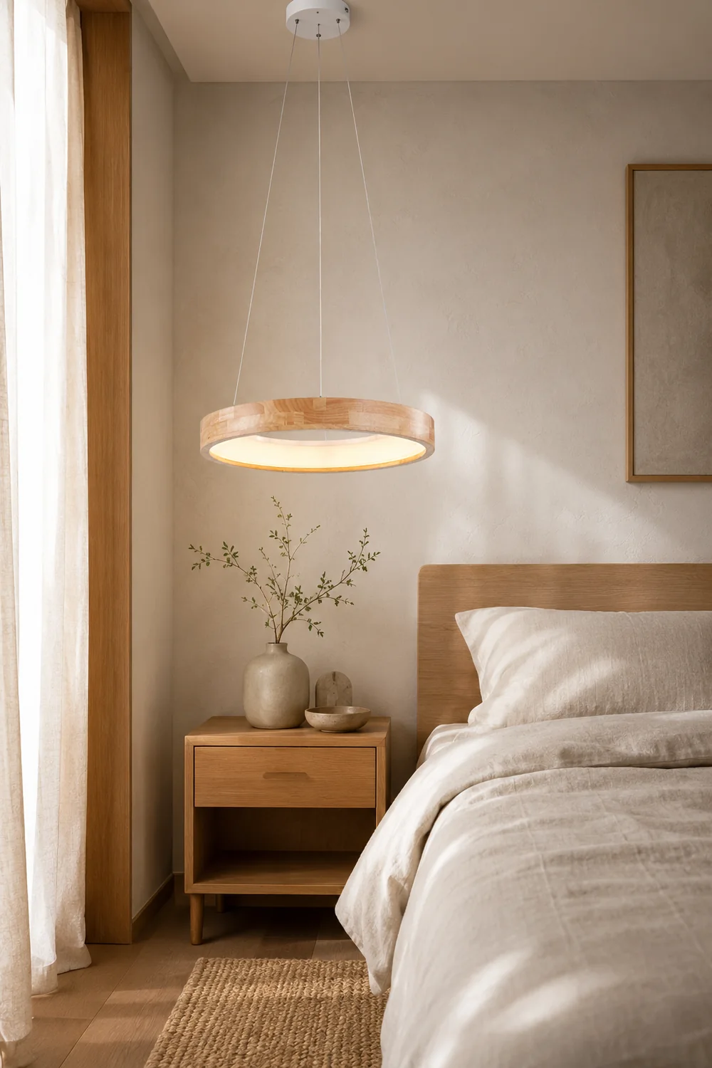Ozawa Modern Ring Wood Pendant Light - Lumpaz
