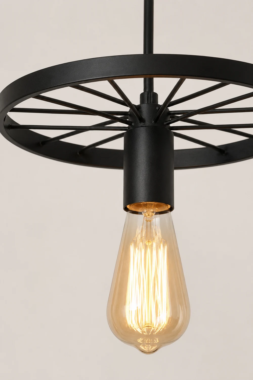 Alessio Retro Industrial Wagon Wheel Metal Pendant Light, Black/Rust - Lumpaz