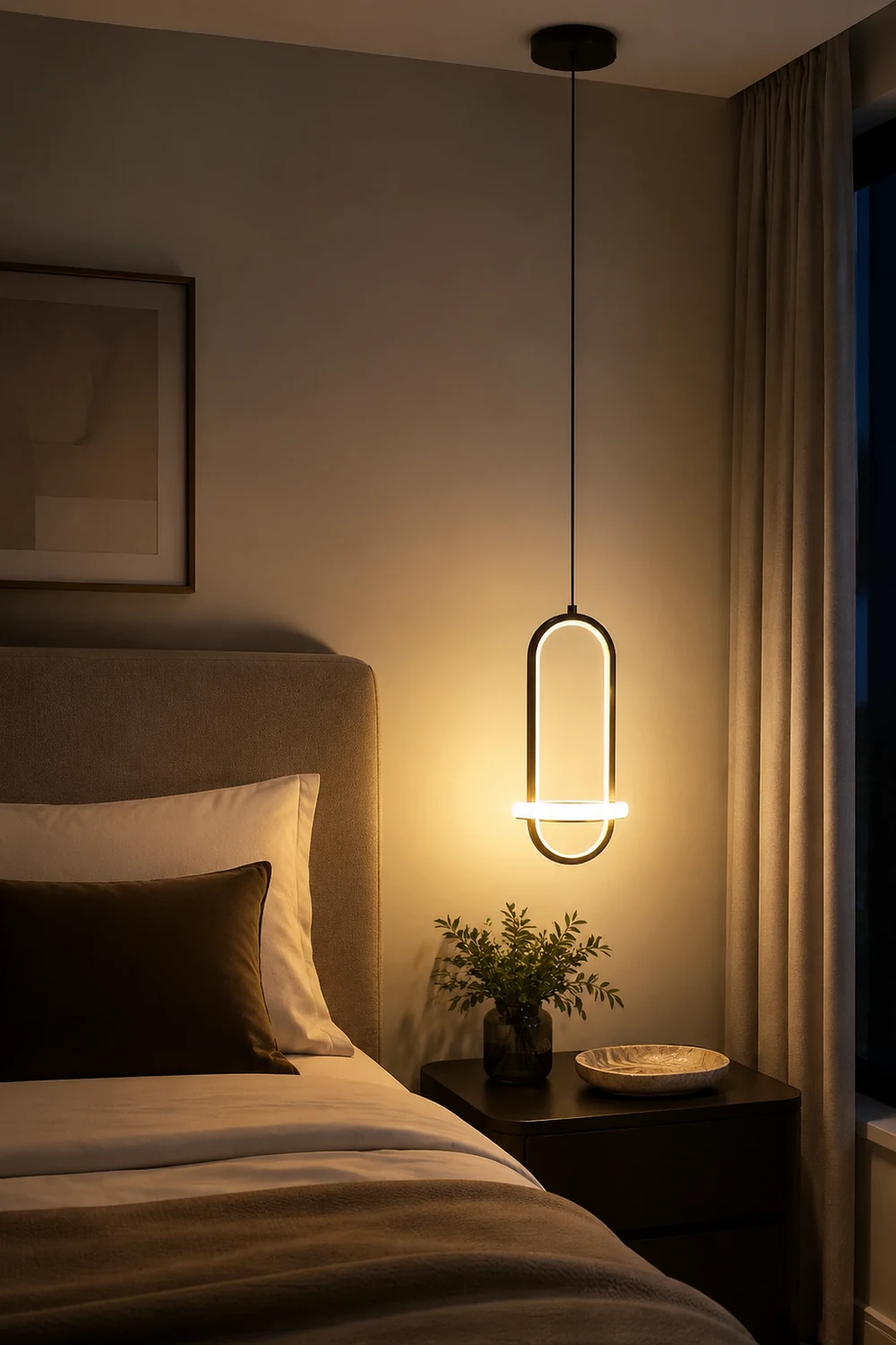 Nyla Modern Minimalist LED Ring Pendant Light, Black/Gold - Lumpaz