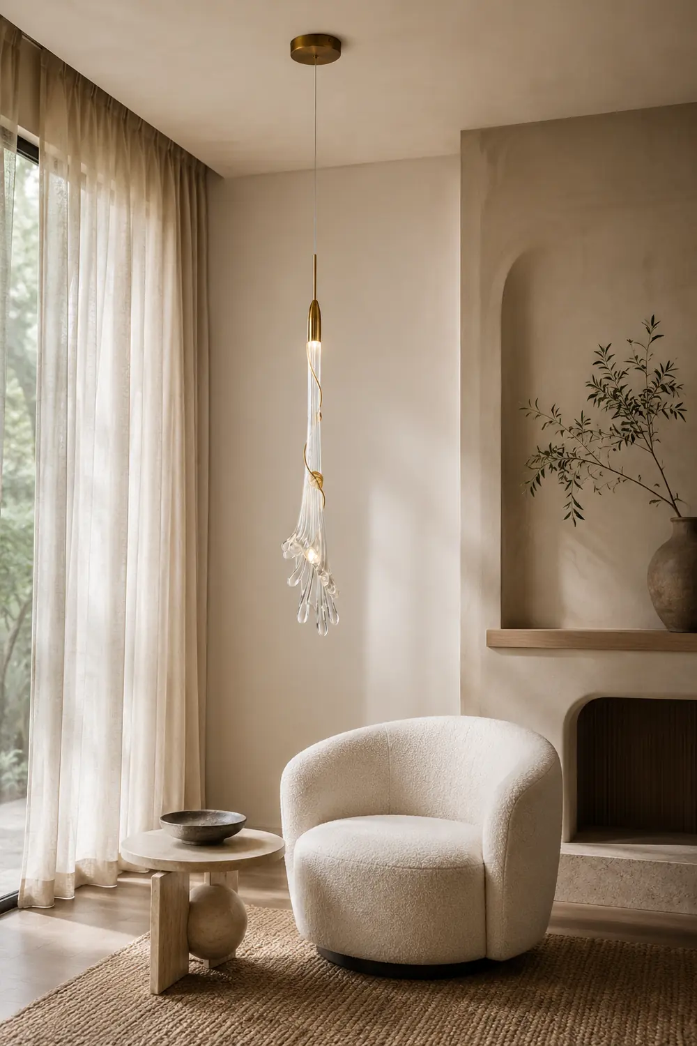 Sanna Elegant Flower Metal/Glass Pendant Light, Bedroom - Lumpaz