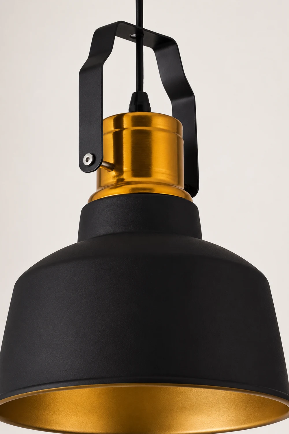 Alessio Industrial Farmhous Pendant Light, Black & Brass - Lumpaz