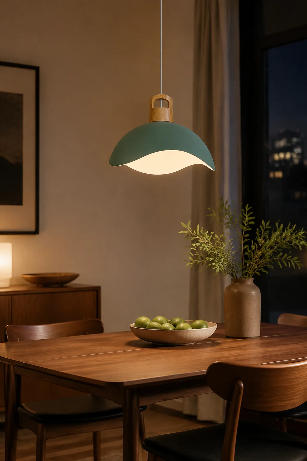 Morandi Colorful Shade Single Pendant Lights, Wood & Metal - Lumpaz