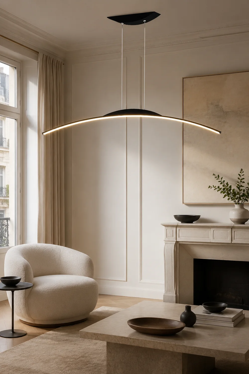 Minimalist Linear Metal Remote Control Pendant Light - Lumpaz
