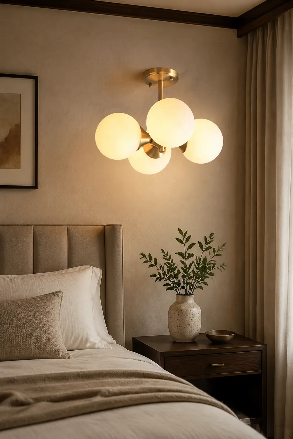 Valentina Vintage Globe Glass Art Deco Pendant Light, Bedroom - Lumpaz