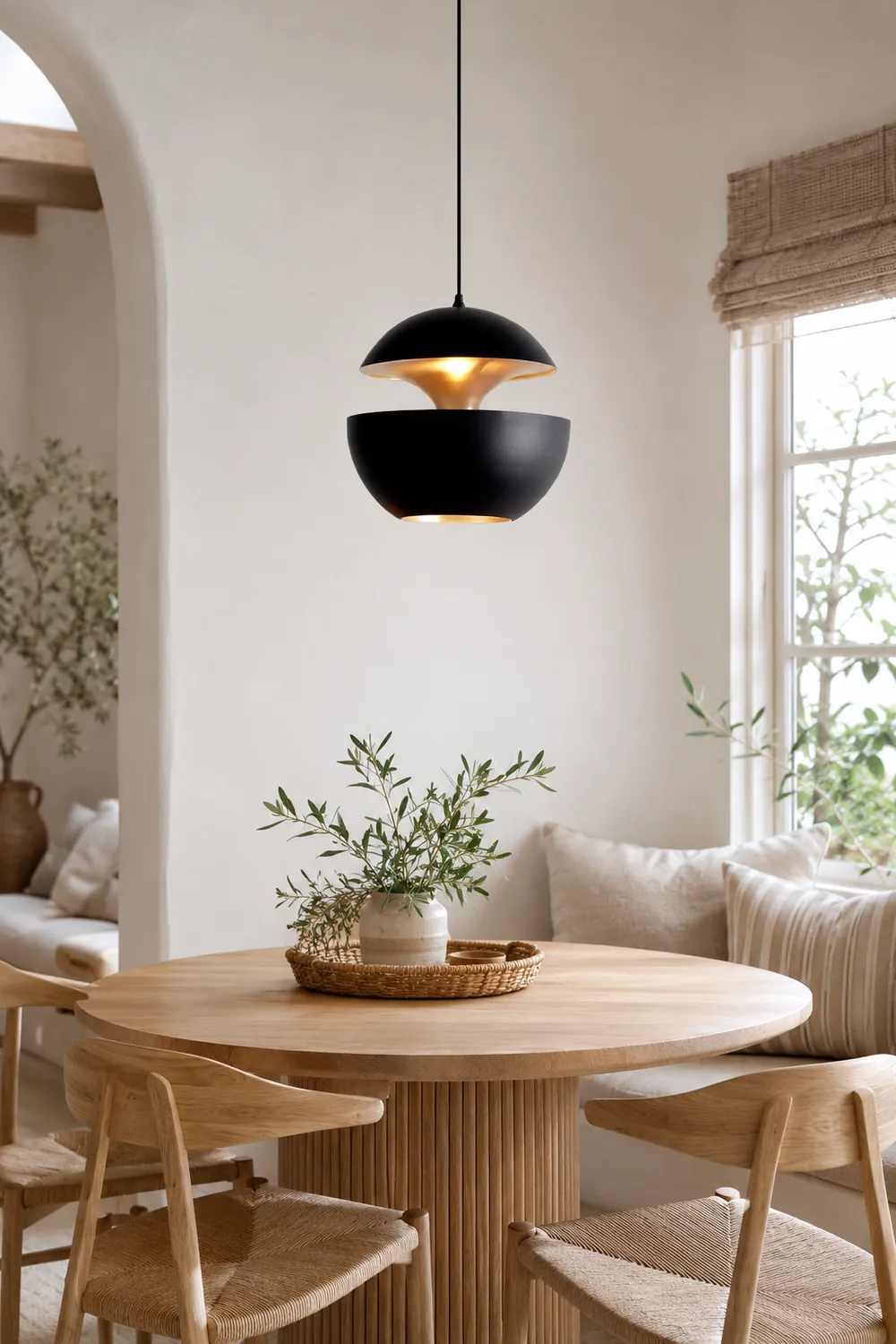 Nazifa Metal Modern Pendant Light, Black / White - Lumpaz