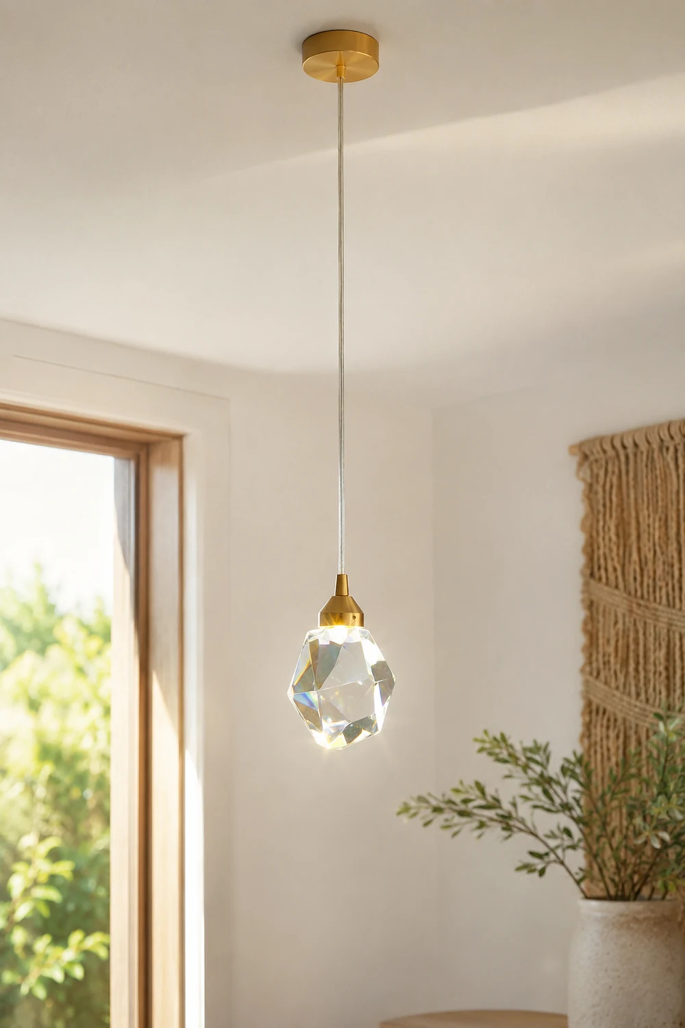 Kristy Moonshadow Crystal Pendant Light, Gold, Bedroom/Dining Room - Lumpaz