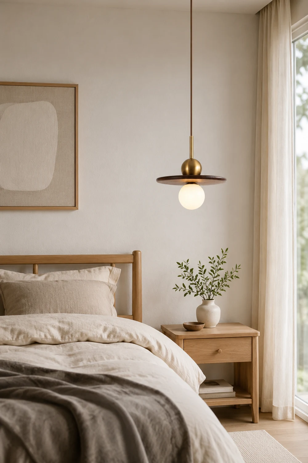 Flying Saucer Walnut Pendant Lamp - Lumpaz