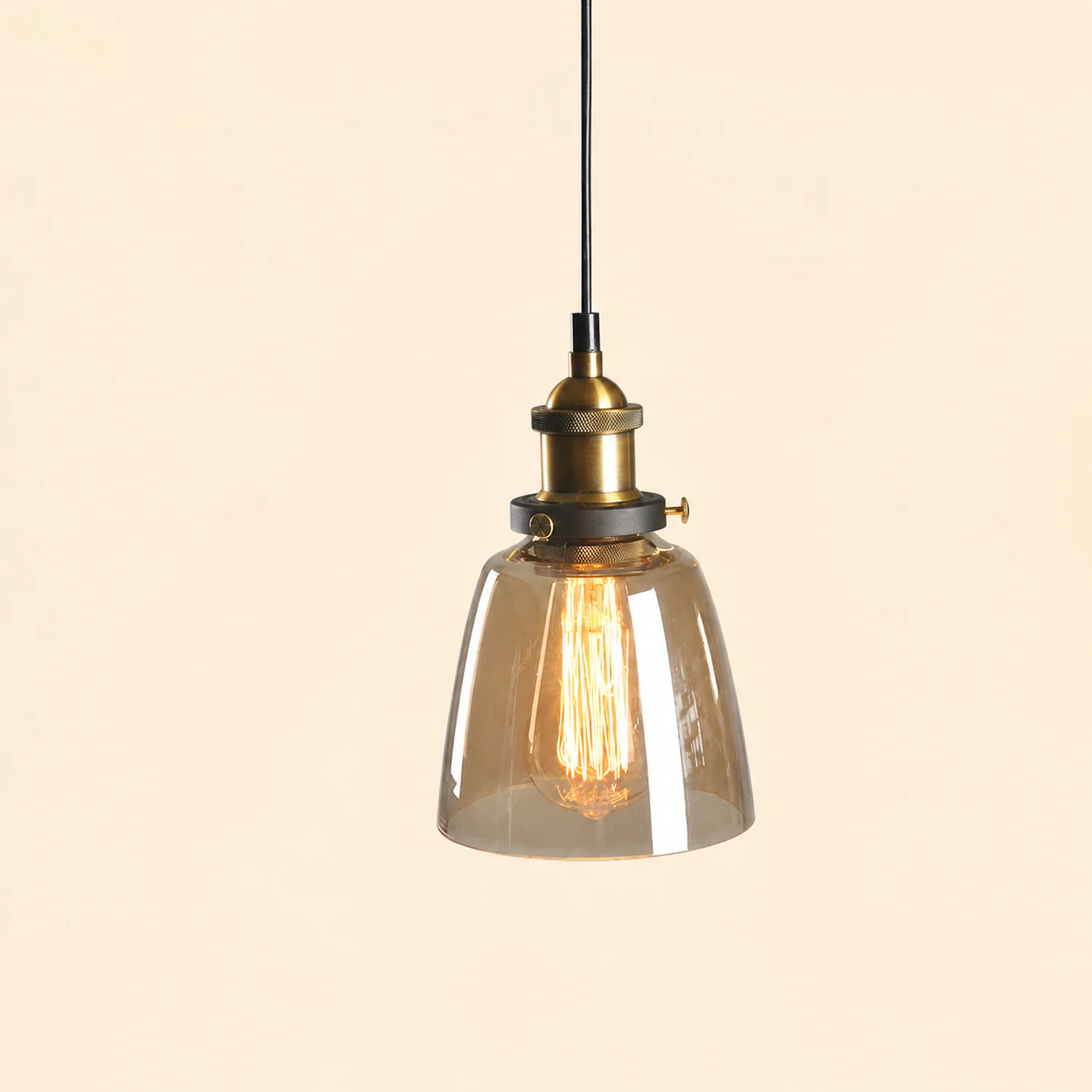 Levy Industrial Metal/Glass Pendant Light Clear/Amber/Smoke Gray Dining Room - Lumpaz
