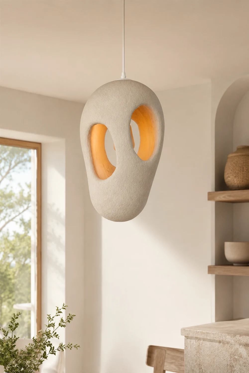 Hand-Built White Pendant Lamp - Lumpaz