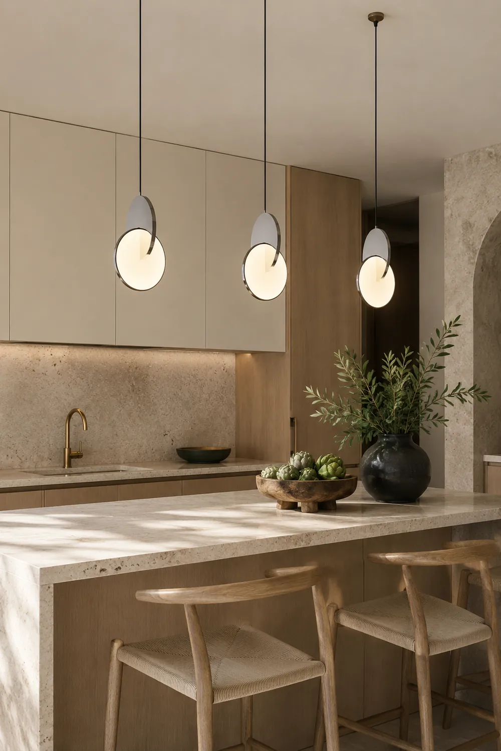 Welsh Pendant Light, Disc, Gold/Silver - Lumpaz