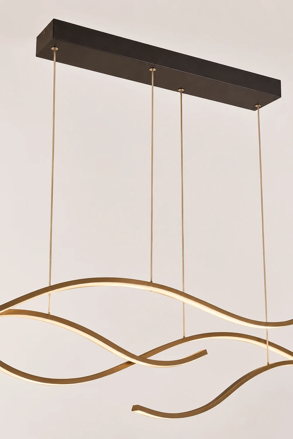 Pendant Light, Multi-Curved, Black/Gold, Metal - Lumpaz