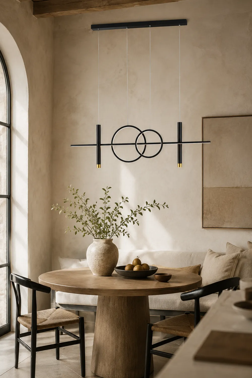 Madina Scandinavian Metal Pendant Light, Black/Gold - Lumpaz