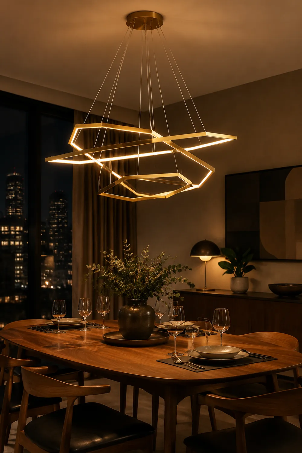 Edge Minimalist Geomatic Metal Pendant Light, Gold, DIY - Lumpaz