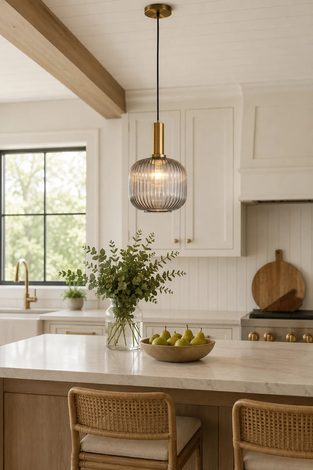 Hailie Pendant Light Crystal, Moru Glass, Cognac/Green/Gray, Kitchen Island - Lumpaz