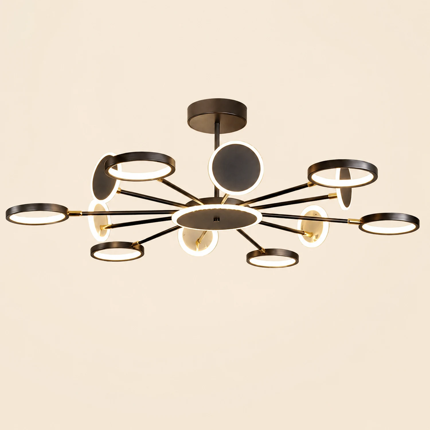 Sumait Modern Led Chandelier, Geometric, Black, Metal/Acrylic - Lumpaz